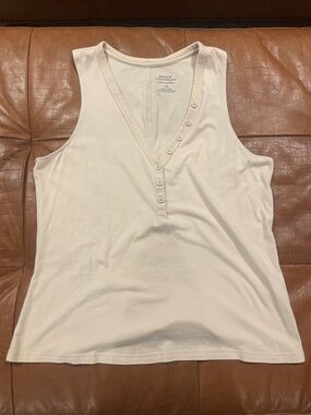 Banana Republic Cream V-Neck Button Tank Top